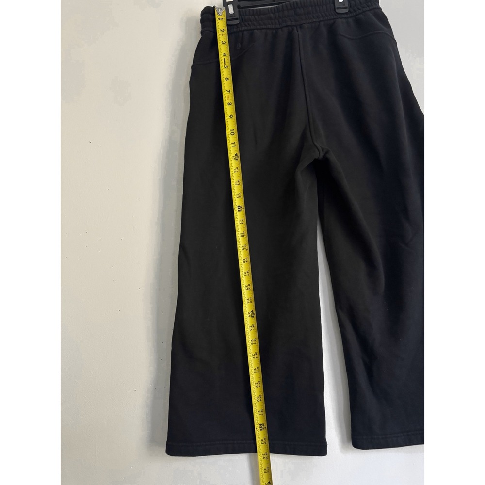 Lululemon Black Wide Leg Cropped Sweatpants High Rise Fleece Size 6 LW6BVDS - Picture 6 of 8